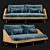 Modern Wood and Brass Lounge Sofa 3D model small image 1