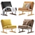 Luxury Velvet and Leather Occasional Chair 3D model small image 2