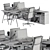 Elegant Gray and Black Office Set 3D model small image 5