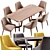 Modern Mode Dining Chair and Coral Table Set 3D model small image 1