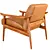 Mid-Century Leather Accent Chair 3D model small image 4