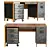 Vintage Industrial Mango Wood Desk 3D model small image 1