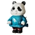 Panda Warrior Figurine: Decorative Shelf Sculpture 3D model small image 1