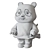 Panda Warrior Figurine: Decorative Shelf Sculpture 3D model small image 2