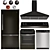 Whirlpool Black Stainless Kitchen Set 3D model small image 1