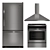 Whirlpool Black Stainless Kitchen Set 3D model small image 2