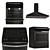 Whirlpool Black Stainless Kitchen Set 3D model small image 3