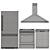 Whirlpool Black Stainless Kitchen Set 3D model small image 4