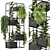 Rustic Indoor Plants Set: Concrete Pot & Metal Shelf 3D model small image 1