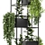 Rustic Indoor Plants Set: Concrete Pot & Metal Shelf 3D model small image 3