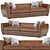 Rourke Contemporary Leather Sofa 3D model small image 1