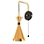 Elegant Black and Brass Cone Pendant Light 3D model small image 1