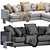 Sleek Flexform Long Island Sofa 3D model small image 4