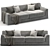 Elegant Velvet Double Sofa 3D model small image 2