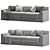 Elegant Velvet Double Sofa 3D model small image 3