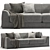 Elegant Velvet Double Sofa 3D model small image 4