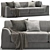 Elegant Velvet Double Sofa 3D model small image 5