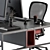 Red and Black Employee Set: Office Furniture 3D model small image 3