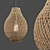 Natural Rattan Trio Pendant Lights 3D model small image 3