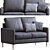Luxury Block Jumbo Loveseat Leather Sofa 3D model small image 3
