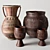 African Clay and Wood Vases 3D model small image 14