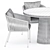Modern Porto Chair & Grid Table Set 3D model small image 5