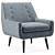 Elegant Gray Wingback Chair 3D model small image 1