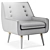 Elegant Gray Wingback Chair 3D model small image 6