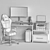 Modern Office Furniture Set 3D model small image 5