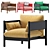 Velvet and Leather Armchair Set 3D model small image 2