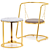 Sleek Gold Metal Coffee Table and Chair 3D model small image 1