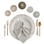 Elegant Stone Dinnerware Set 3D model small image 3