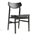 Sophisticated Rebecca Chair: Oak Wood Frame, Black Leather Seat 3D model small image 1