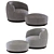 Sleek Orbit Armchairs 3D model small image 2