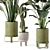 Small Concrete Pot with Standing Legs - Set 325 3D model small image 2