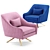Elegant Paloma Velvet Swivel Chair 3D model small image 3