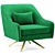 Elegant Paloma Velvet Swivel Chair 3D model small image 5