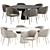 Elegant Avalon Boucle Dining Set 3D model small image 1