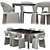 Sleek Suit Table Chair Set 3D model small image 3