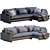 Elegant Harmony Leather Sofa 3D model small image 5