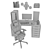 Modern Office Furniture Set 3D model small image 4