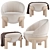 Sleek Armchair & Pouf Set 3D model small image 1