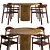  Rustic Wooden Dining Set 3D model small image 1