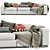 Elegant Beauty 3-Seater Sofa 3D model small image 1