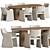 Marble & Velvet Dining Set 3D model small image 1