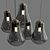 Arren Brass Pendant with Silver Teardrop Shades 3D model small image 2