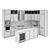 Sleek Kitchen 0135: Gas Hob, Oven, Coffee Machine 3D model small image 7