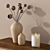 Stylish Stoneware Vase Set 3D model small image 2