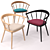 Spindle Low Back Diner: Natural Wood, Various Upholstery Options 3D model small image 3