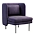 Plush Bloke Velvet Lounge Chair 3D model small image 3
